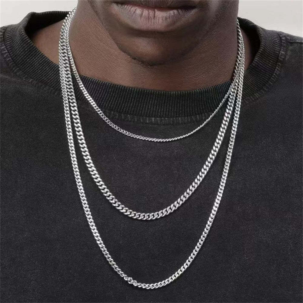Colar Cubano Hip Hop Corrente Rochedo Aço Inoxidável Corrente Básica Colar Masculino Colar Simples para Mulheres Joia de Festa da Moda