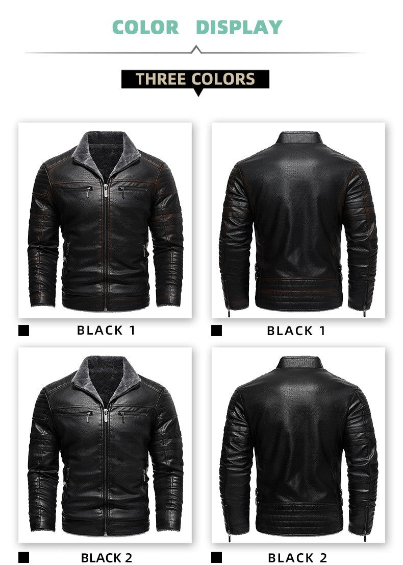 2024 Men Faux Leather Jacket High Quality Casual Zipper Fleece Warm Coats Winter Men Vintage Motorcycle Leather Jacket Men S-4Xl