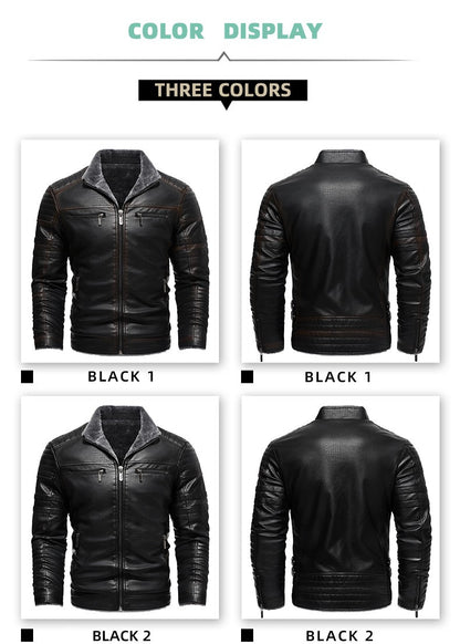 2024 Men Faux Leather Jacket High Quality Casual Zipper Fleece Warm Coats Winter Men Vintage Motorcycle Leather Jacket Men S-4Xl