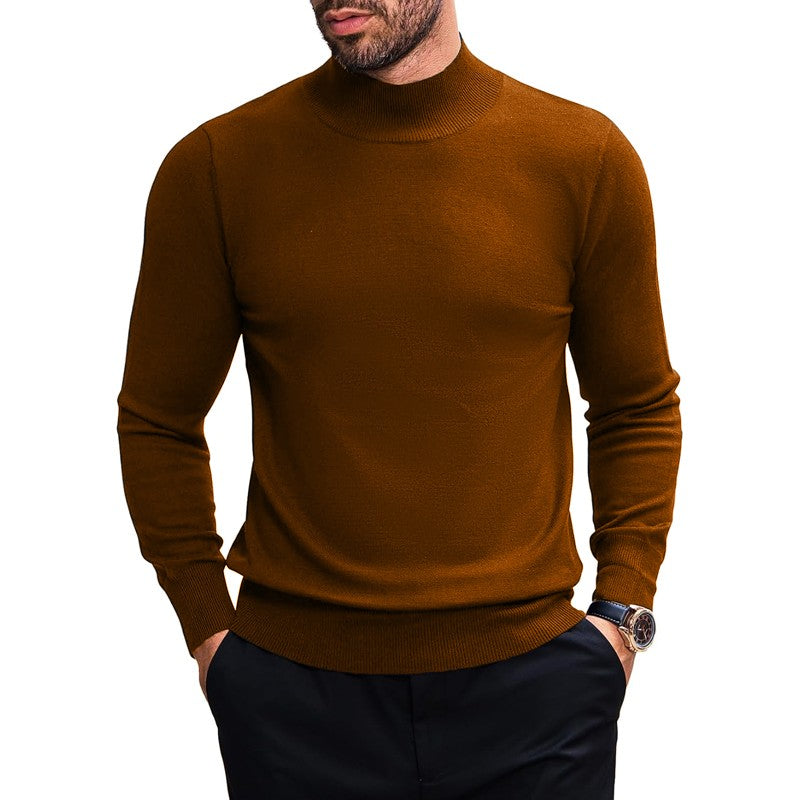 Animal Game Men's Turtleneck Pullover Winter Knit Sweaters Business Jumper Stretch Stand Collar Work Jumper Woolen Cold Blouse
