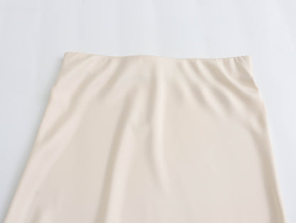 XNWMNZ Women's Fashion 2023 Flowing Satin Midi Skirt Women Vintage Elastic High