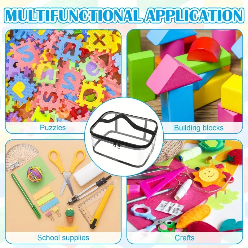 Transparent Mesh Zipper Toy Storage Bag - Large Capacity Puzzle and Block Organizer, Ideal for Toy and Building Block Storage So