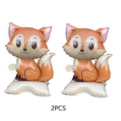 3/2PCS Jungle Animal Foil Balloons with Stand - Koala Elephant Fox for Birthday Wedding Carnival Theme Decorations