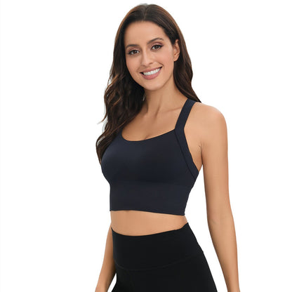 Sports and beautiful back bra set, cross-back sports bra, no chest pad, adjustable size, and can be worn inside normally.