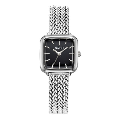Ladies Small Square Watch Stainless Steel Strap Literary Fashion Retro Quartz Watch