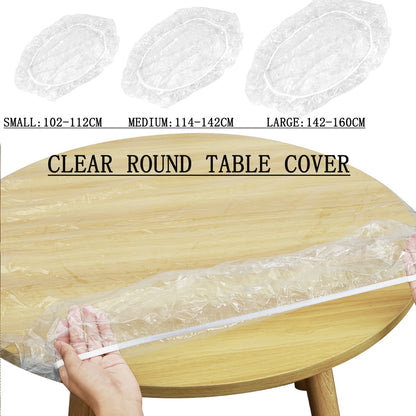Fitted Clear Round Tablecloth Elastic Edged PVC Round Table Waterproof Oil-Proof Table Cover Protector Effortless to Clean Table