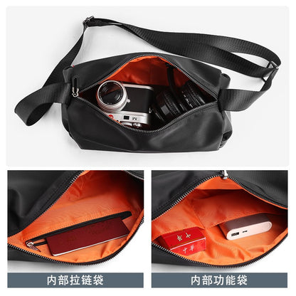 Men's Trendy Messenger Shoulder Bag Student Sports Waterproof Crossbody Sling Bags Leisure Design for Outdoor Solid Lightweight