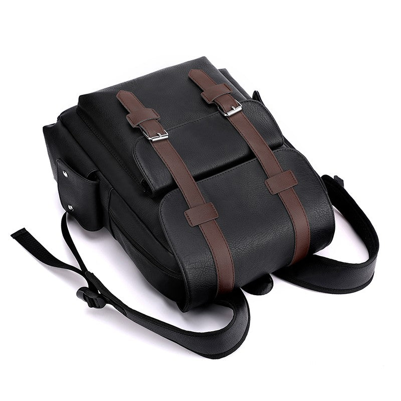2023 Men Backpack PU Leather Bagpack Large Laptop Backpacks Male Mochilas Black Schoolbag For Teenagers Boys Brown Sac A Dos