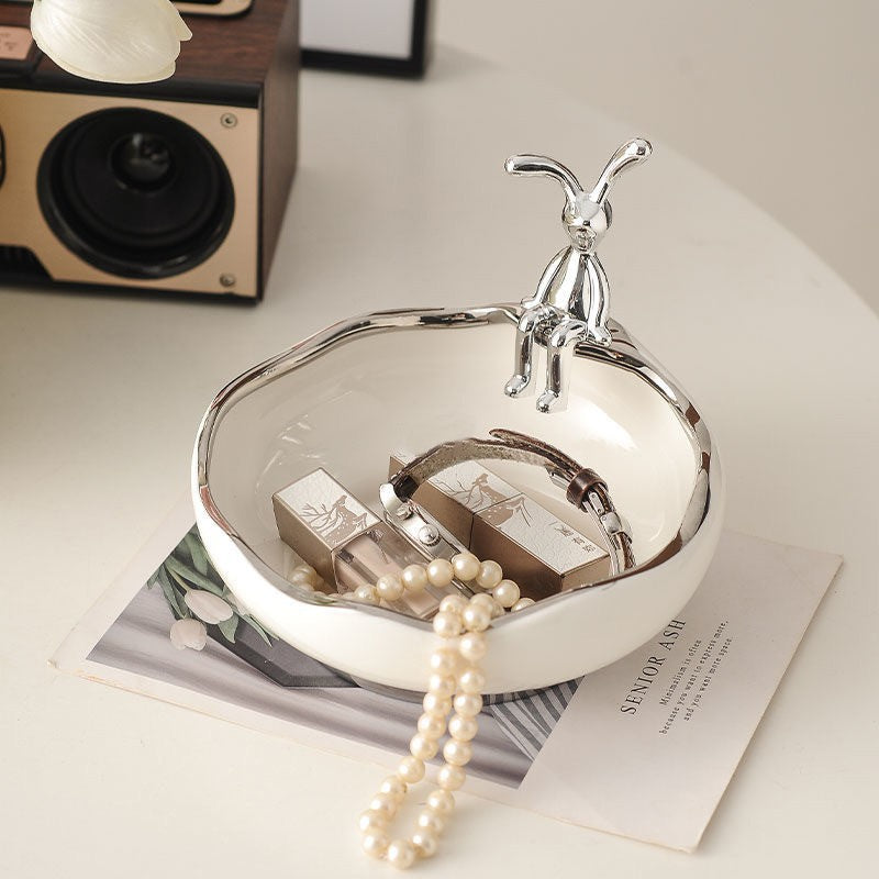 Long-Eared Rabbit Statue Cartoon Rabbit Figurines Car Accessories Bedroom Desktop Decoration Auto Interior Dashboard Ornaments