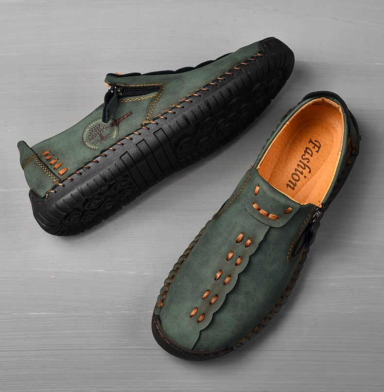 Handmade Leather Men Shoes Casual Slip On Loafers Breathable Leather Shoes Men Flats Hot Sale Moccasins Outdoor Shoes Plus Size