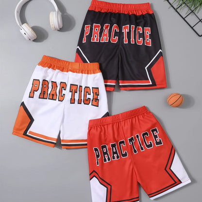 3 Pcs Children's Sports Quick-drying Multicolor Collocation Combination Basketball Pants Boy Playing Training Running 5 Pants