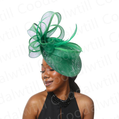 Noiva Casamento Malha Fascinators Chapéu Igreja Senhoras Mulheres Derby Chapéu Grande Fascinator Festa Evento Enfeite de Cabeça Noiva Casamento Pillbox Cap