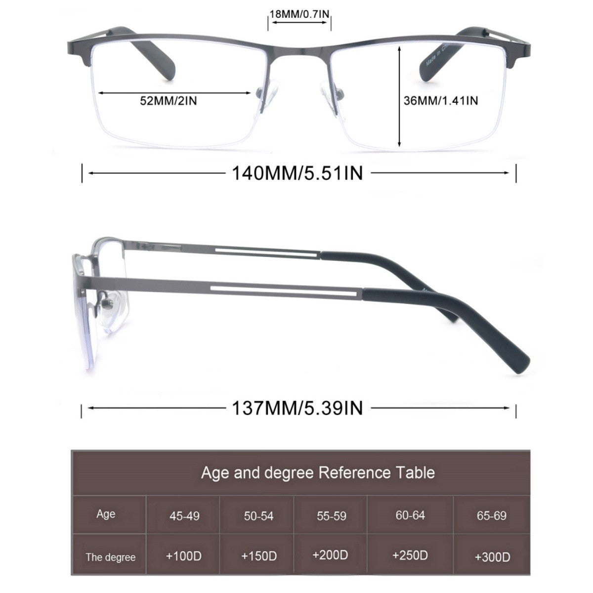 Blue Light Reading Glasses Men Computer Readers Anti Glare Metal Frame with Spring Hinge UV400 Protection Eye Strain Relief