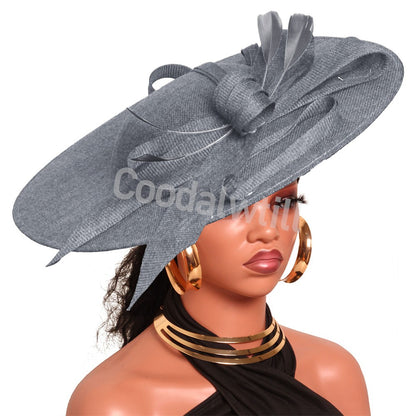 Royal Ascot Big Fascinator Hats Headband Ladies Church Kentucky Derby Headpiece Ladies Race Fashion Hair Accessories Bride Hats
