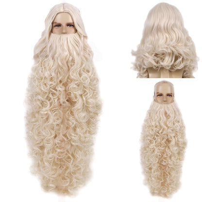 Conjunto de Peruca e Barba de Papai Noel REEWES para o Natal, Acessório de Cosplay, Peruca Sintética Loira para Homens, Fantasia de Halloween