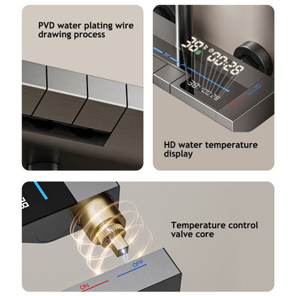 Conjunto Completo de Chuveiro de Banheiro Cinza com Display Digital Sistema de Chuveiro Conjunto Botão de Piano com Luz Ambiente Torneiras Chuveiro