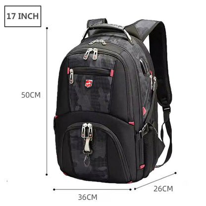 Waterproof 20 Inch Laptop Backpacks USB Charging School Bag Anti-theft Men Backpack Travel Backpack Male Mochila High Capacity