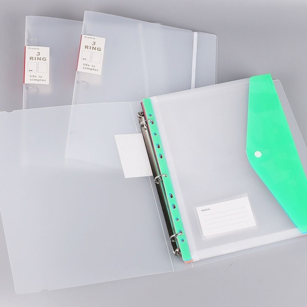 6 pcs Colorful Plastic Binder Folders Clear A4 Binder Pocket Snap Closure 11 Holes Punched Pockets Home Office