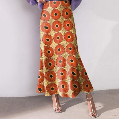 Plus Size 5XL VONDA Women Office Maxi Long Skirts 2024 Fashion Elegant Printed Skirts Casual Loose Ruffle Party Bottoms Baggy