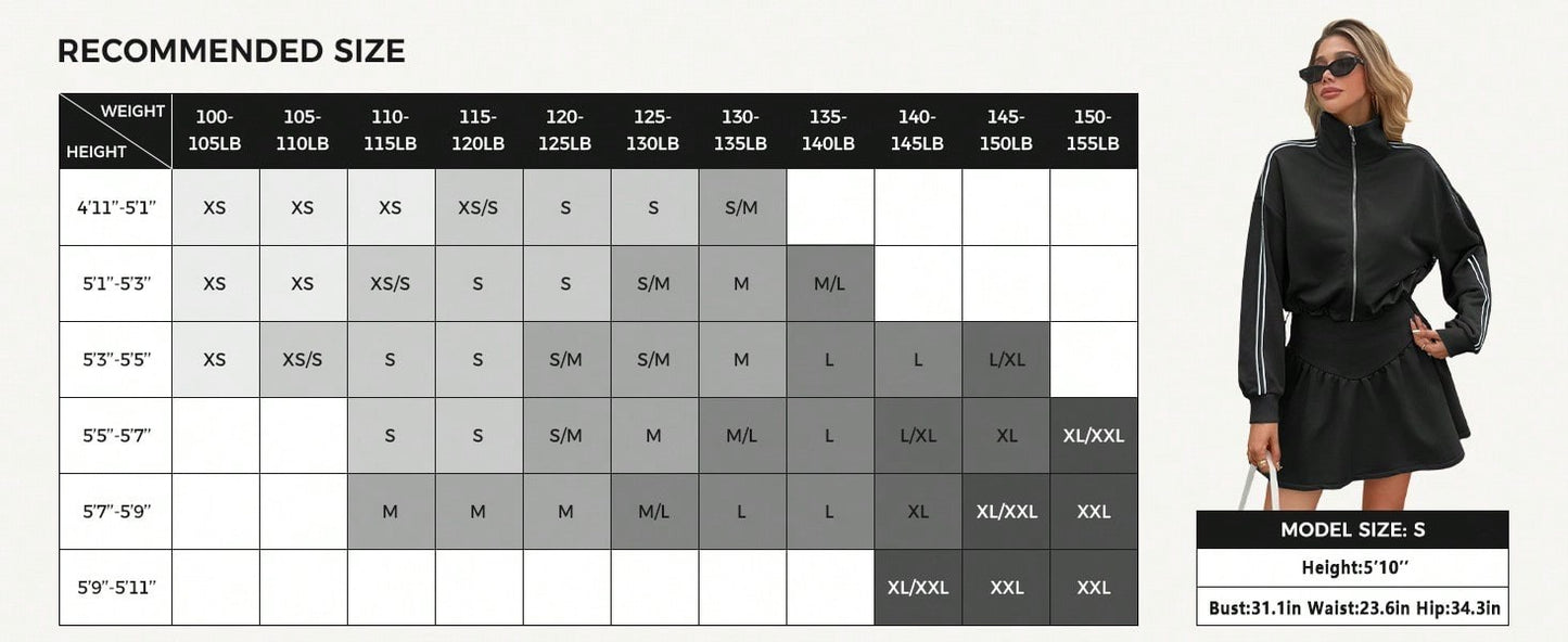 Y2K Co-Ords 2 Piece Sets Woman Quarter Zip Crop Top And Tennis Skort Outfit Casual Workout Lounge Wear Clothes Women Skirts Sets