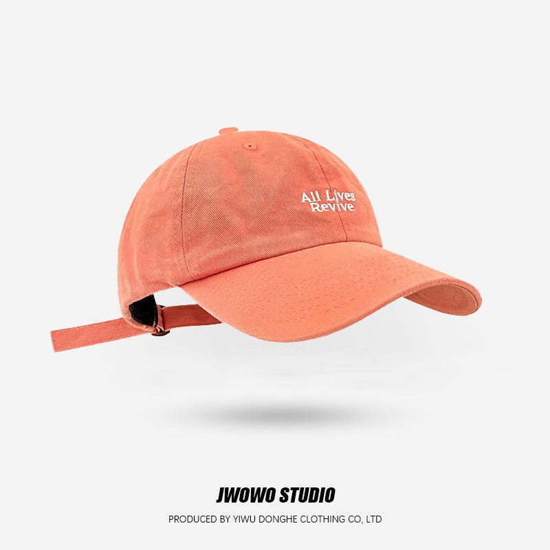 Trendy Japanese Retro Washed Denim Baseball Cap Embroidered Letter Couple Sun Hat Casual Outdoor Sport UV Resistant Baseball Cap