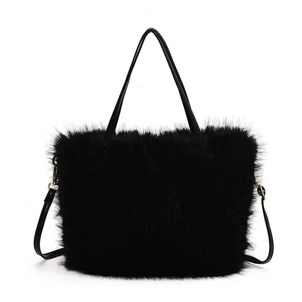 Faux Fur Tote Bag Women's Bucket Plush Light Luxury Ladies Handbags Soft Winter Crossbody Shoulder Bags