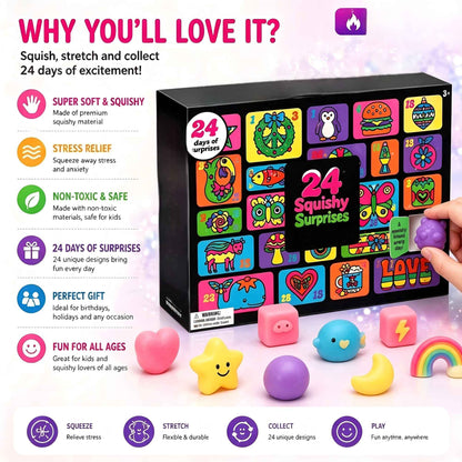 Christmas Easter Advent Calendar 24 Pcs Unique Cute  Squishy Fidget Toy Slow Rebound Anxiety Relief Mystery Surprise Gift Box