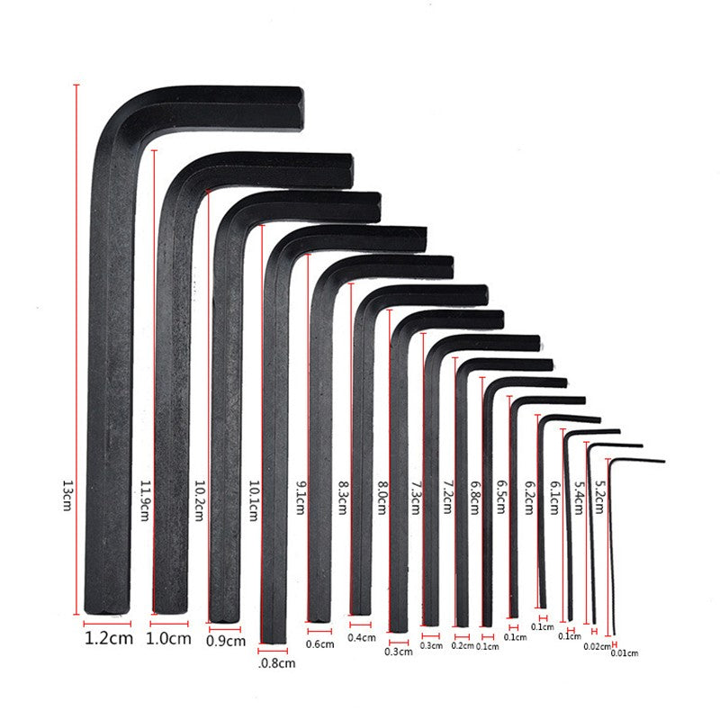 30 Peças Chave Allen Sextavada 0.028"- 3/8" Polegadas & 0.7mm-10mm Tamanho Métrico Aço Cromo-vanádio Chave Ferramenta Braço Longo Conjunto