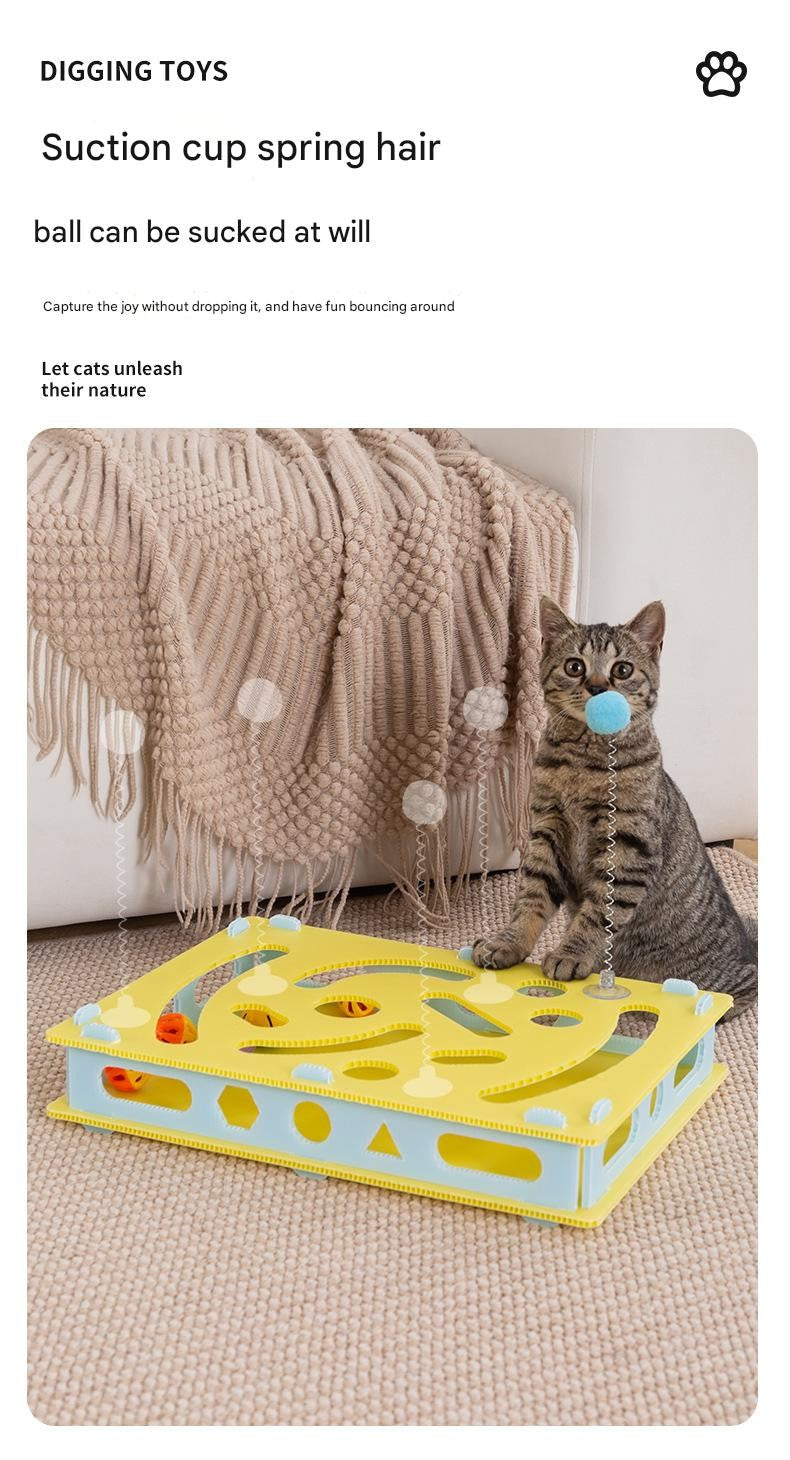 Brinquedo Interativo para Gatos Brinquedos de Escavação Labirinto Eco-PP Bolas com Guizo Teaser de Mola Grande 40cm Multi-Gatos Seguro para Mordidas Lavável com Trava de Pressão