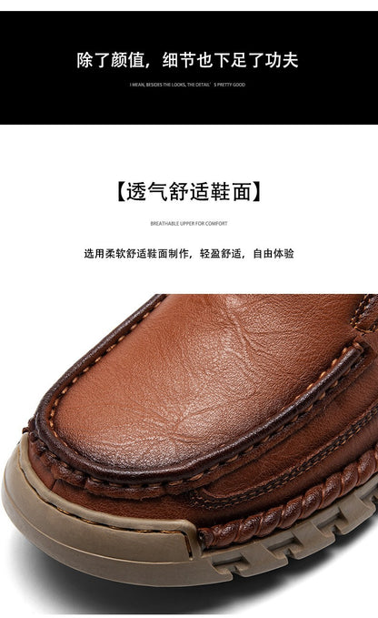 Men Handmade Genuine Leather Loafers Casual Comfortable High Quality Retro Business Shoes Spring and Autumn Men's Dress Shoes