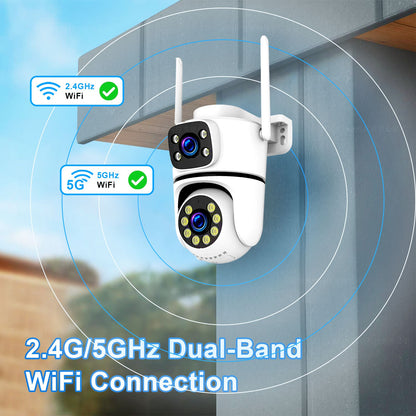 Câmera IP WIFI Tuya 5K 10MP Externa 5G Wifi Câmera PTZ de Lente Dupla Onvif Vigilância CCTV Rastreamento AI Alexa/Câmera de Segurança Goggle