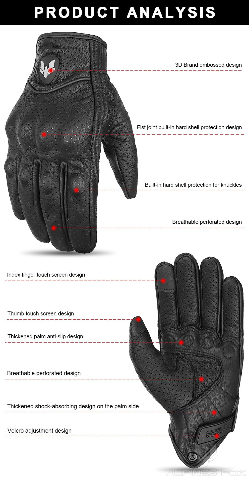 Luvas de Couro Perfurado Retrô de Verão para Motocicleta Masculino Feminino Luvas de Dedo Completo para Motocross Motoqueiro Guantes Moto Equipamento M-XXL