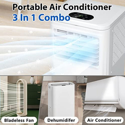 Ar condicionado portátil 10000 BTU, unidade AC portátil com desumidificador, ventilador, controle remoto, temporizador 24H, economia de energia, independente