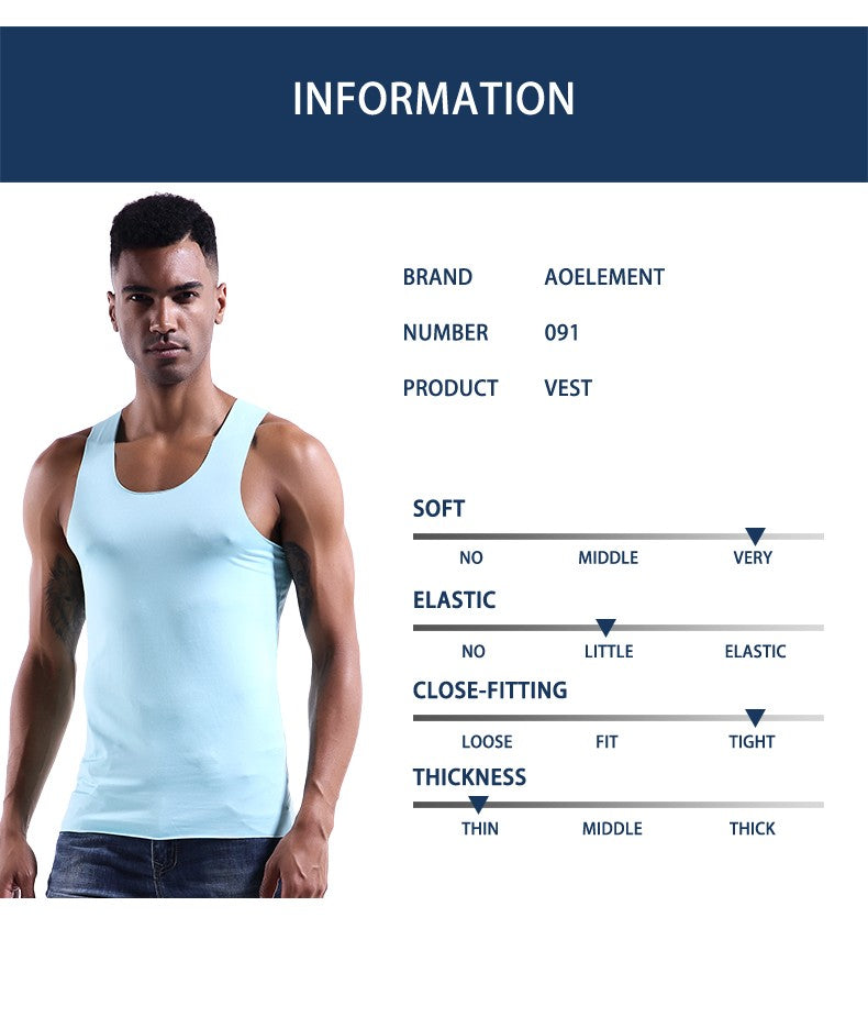Men's vest Ice Silk seamless fitness summer slim-fit breathable underwear Youth sports hurdle sleeveless undershirt