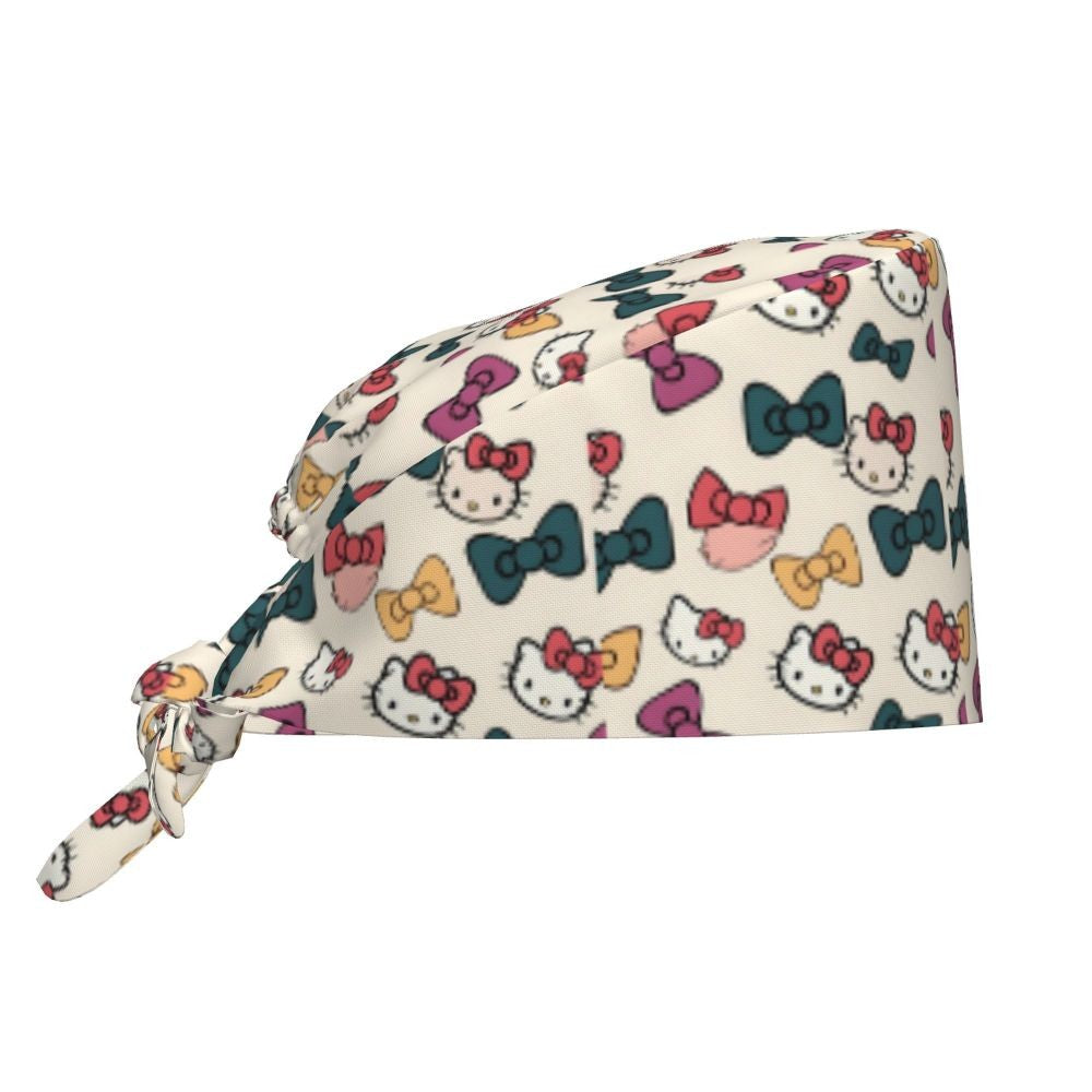 Touca Cirúrgica Personalizada Hello Kitty Equipe Médica Feminino Masculino Desenho Animado Personagem Para Chapéu de Chef Touca de Esfoliação