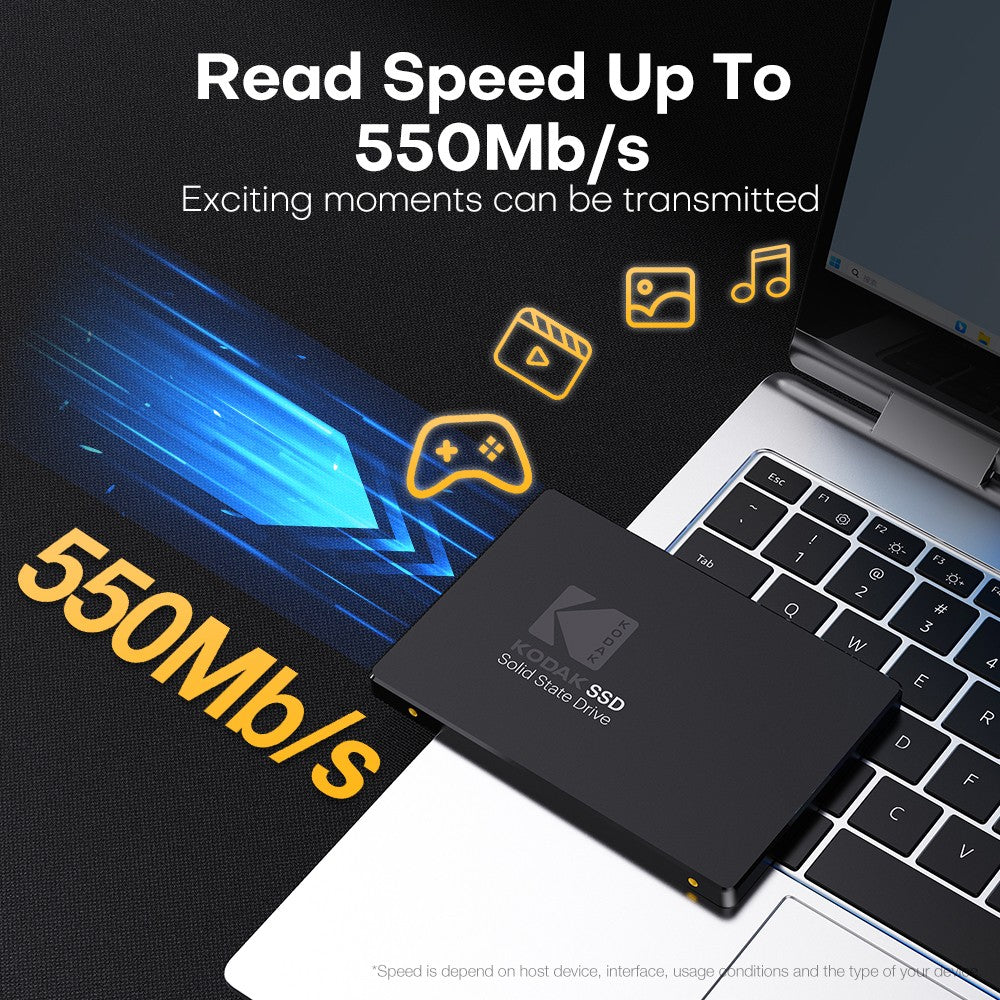 Kodak Ultra SSD 1T Sata 2.5 Polegadas Disco Sólido Alta Velocidade 550Mb/s 512/128/256G HD SATA Disco Rígido Interno para Computador Portátil