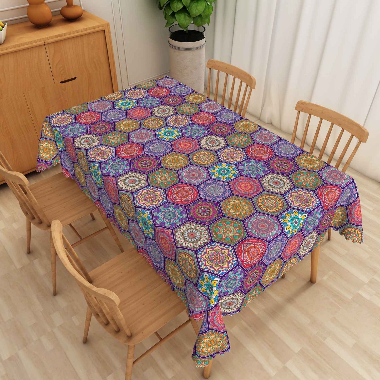 Bohemian Mandala Tablecloth Rectangular Table Decor Polyester Washable Durable Table Cover for Dining Office Kitchen Picnic
