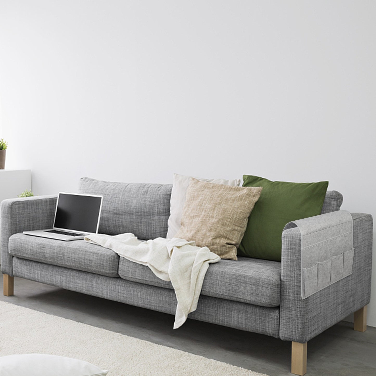 Household Armchair Caddy Felt Couch Recliner Armrest Organizer for Magazine Tablet Cell Phone Remote Control Hanging Storage Bag