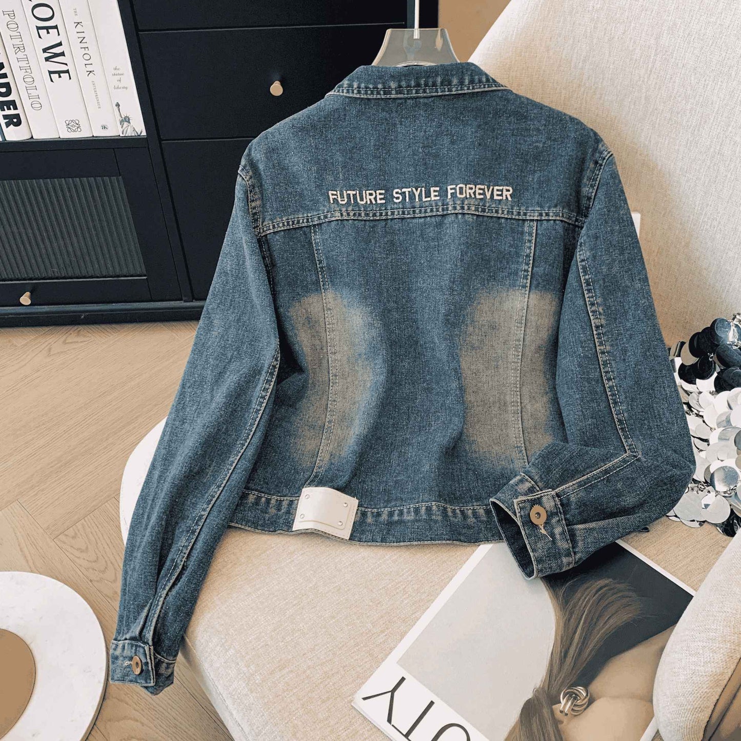 Blue Denim Top Women Autumn Classic Style Short Coat New Korean Fashion  Chic Pockets O-Neck Female Ropa De Mujer Loose Jackets