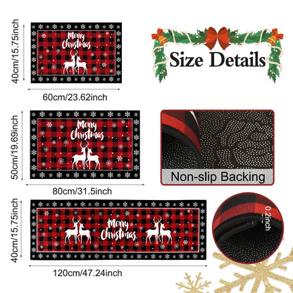 60/80/120CM Christmas Elk Floor Mat Xmas Tree Kitchen Rug Doormat Home Decor Navidad Natal Christmas Decorations For Home 2025