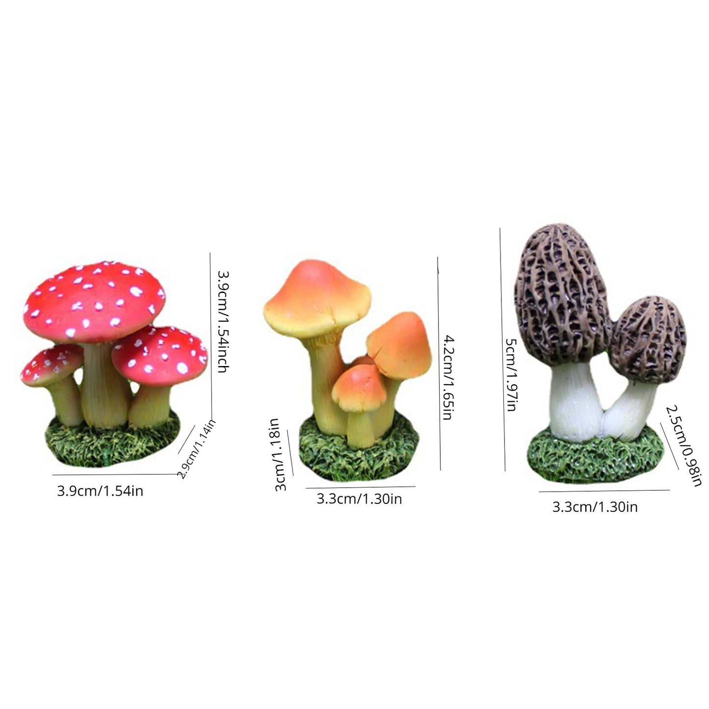 Mini Resin Mushroom Shaped Statue Waterproof Miniature Gift for Patio Bonsai Dollhouse Fairy Garden Desk Decoration Home Decor