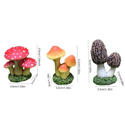 Mini Resin Mushroom Shaped Statue Waterproof Miniature Gift for Patio Bonsai Dollhouse Fairy Garden Desk Decoration Home Decor