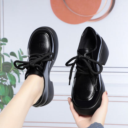 Soft Leather Uniform Shoes Female British Girl Japanese Wild Black Retro Mary Jane Shoes Lolita Platform Shoes Low Anti-slip