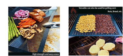 50PCS Non-Stick High Temperature Resistant BBQ Grid Pad Barbecue Mesh Reusable Easily Cleaned Cooking Pads Baking Grill Tool