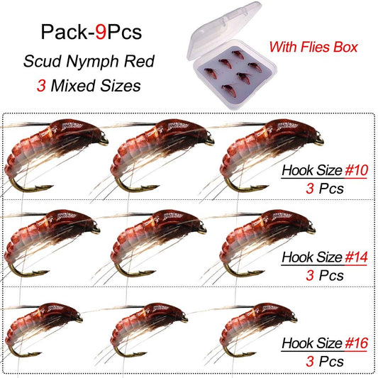 Iscas de Pesca-6/9 Peças/Caixa Ninfa Realista Isca de Camarão para Pesca de Truta Isca Artificial
