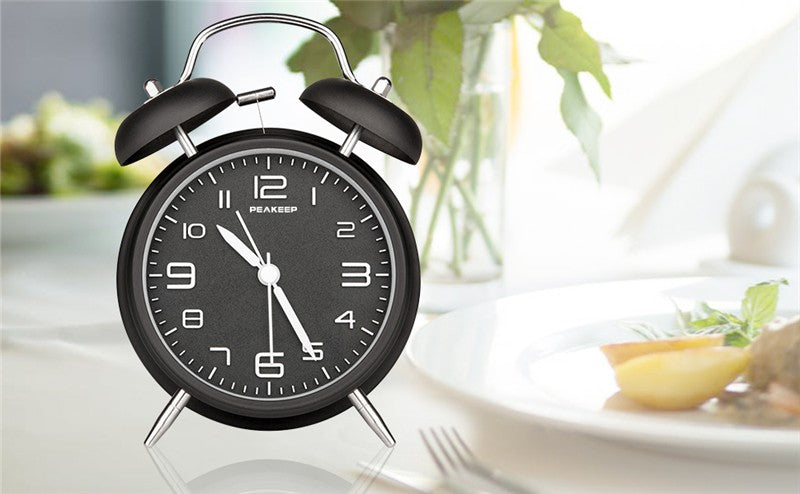 4 Inch Twin Bell Loud Alarm Clock Metal Frame 3D Dial with Backlight Battery Operate Desk Table Alarm Clock For Home and Office