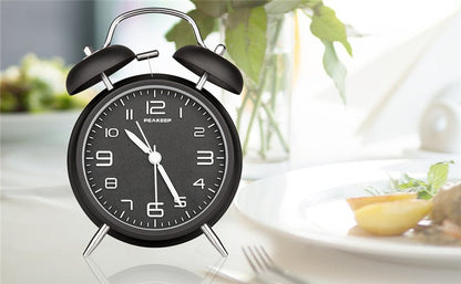4 Inch Twin Bell Loud Alarm Clock Metal Frame 3D Dial with Backlight Battery Operate Desk Table Alarm Clock For Home and Office