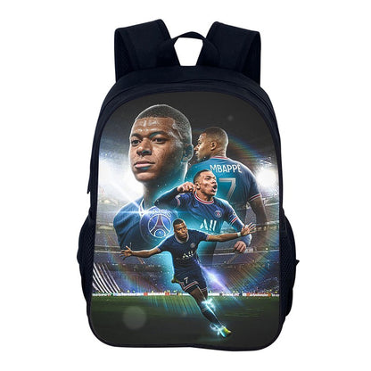 M-Mbappe Conjunto de 3 Peças Bolsa Escolar Mochila Esportiva de Futebol com Bolsas de Ombro Estojo para Canetas Mochila Escolar Jogador Estrela para Melhor Presente