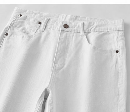 Men White Jeans Elasticity Straight Slim Fit Casual Soft Business Classic Brand Trousers Fashion Advanced Stretch Denim Pants