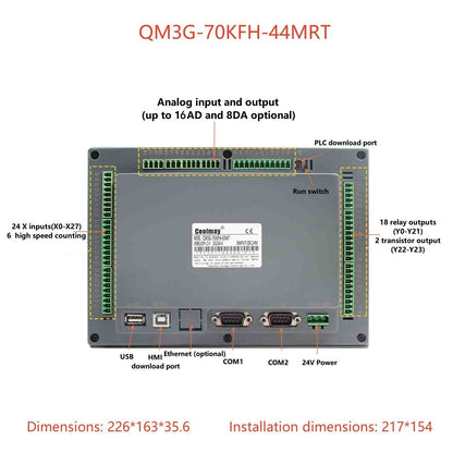 IHM CLP Integrado Tudo-em-Um Coolmay Série QM3G Suporta Personalização Analógica e Ethernet Modelos Disponíveis de 4.3''/5''/7''/10''